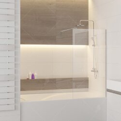 RGW SC-051 Шторка на ванну 60х150 неподвижная, хром, стекло прозрачное Easy Clean. 351105106-11