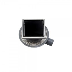PESTAN CONFLUO STANDARD BLACK GLASS 1 Точечный трап 15х15 см чёрное стекло рамка хром 13000089