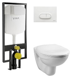 Vitra Комплект: Унитаз подвесной Normus с сиденьем без микролифта, инсталляция, панель смыва белая. 9773B003-7201