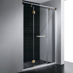 RGW VI-02 Душевая дверь в нишу 150х195 распашная, белый-золото, стекло прозрачное Easy Clean. 02040215-18