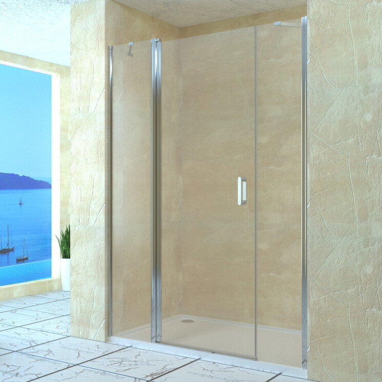 Душевая дверь в нишу 130х195 распашная, хром, стекло прозрачное Easy Clean RGW LE-09 (LE-04 + Z-09) 06120913-11