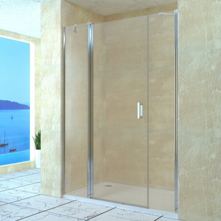 Душевая дверь в нишу 140х195 распашная, хром, стекло прозрачное Easy Clean RGW LE-09 (LE-04 + Z-09) 06120914-11