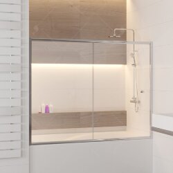 RGW SC-043 Шторка на ванну 150х150 раздвижная, хром, стекло прозрачное Easy Clean. 351104315-11
