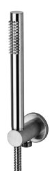 Paffoni MASTER Душевой гарнитур: лейка, держатель лейки настенный с выводом воды, шланг 1,5, латунь, сталь. ZDUP094ST