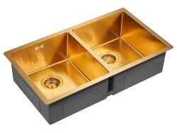 Paulmark TWIN Мойка для кухни 78х44 двойная брашированное золото PM237844-BG