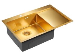 Paulmark ATLAN Мойка для кухни 78х51 левая брашированное золото PM217851-BGL