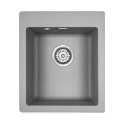 Paulmark Leer Мойка для кухни 41,5х49 искусственный гранит, серый металлик. PM104249-GRM