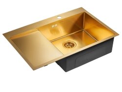Paulmark ATLAN Мойка для кухни 78х51 правая брашированное золото PM217851-BGR