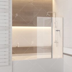 RGW SC-11 Шторка на ванну 100х140 распашная, хром, стекло прозрачное Easy Clean. 03111110-11