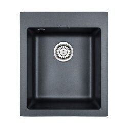 Paulmark Leer Мойка для кухни 41,5х49 искусственный гранит, черный металлик. PM104249-BLM