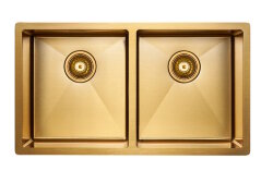 Paulmark DOPPLET Мойка для кухни 78х44 двойная, брашированное золото. PM507844-BG