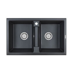 Paulmark ZWILLING Мойка для кухни 81х50 искусственный гранит, чёрный металлик. PM238150-BLM