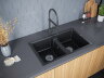 Paulmark ZWILLING Мойка для кухни 81х50 искусственный гранит, чёрный металлик. PM238150-BLM