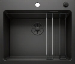 BLANCO ETAGON 6 Black Edition Мойка для кухни 60х51 SILGRANIT® PuraDur® с клапаном-автоматом, чёрный. 526339