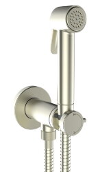 BOSSINI PALOMA BRASS Комплект гигиенический: прогрессивный смеситель, лейка с клапаном подачи воды, шланг 125 см, никель. E37005B.070