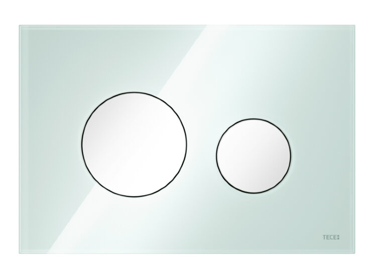 TECE Панель смыва унитаза TECEloop для системы двойного смыва стекло мятное зелёное, клавиши белые. 9240651