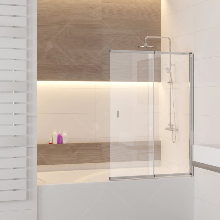RGW SC-40 Шторка на ванну 100х150 распашная, сдвижная, хром, стекло прозрачное Easy Clean. 03114010-11 1