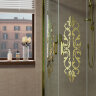 VegasGlass ZS Felicita Душевой уголок 1/4 круга 100x100 с раздвижными дверками, стекло прозрачное с золотым декором.