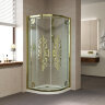 VegasGlass ZS Felicita Душевой уголок 1/4 круга 100x100 с раздвижными дверками, стекло прозрачное с золотым декором.