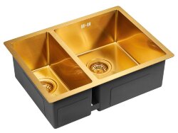 Paulmark ZUSAT Мойка для кухни 59х44 правая брашированное золото PM225944-BGR