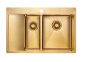 Paulmark UNION Мойка для кухни 78х51 двойная, правая, брашированное золото. PM537851-BGR