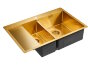 Paulmark UNION Мойка для кухни 78х51 двойная, правая, брашированное золото. PM537851-BGR